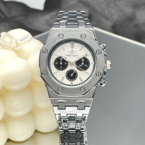 Men’s & Women’s Calendar Quartz Watches with Steel Strap